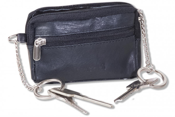 Rimbaldi® Large key pocket with extra compartment made of soft, untreated cow leather in black