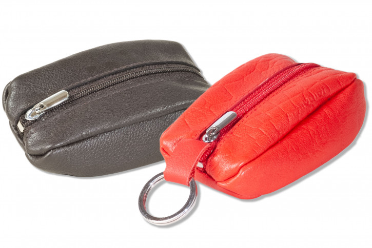 Rimbaldi® Leder-Schlüsseltasche mit Mittel-Reißverschluss aus weichem Rind-Nappaleder