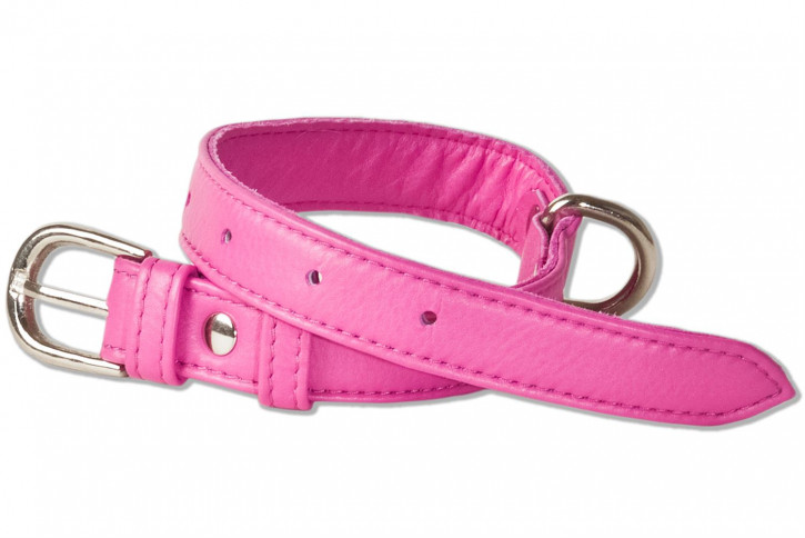 Rimbaldi® Voll-Leder Hundehalsband für kleine Hunde mit 25-35 cm Halsumfang farbe Rosa