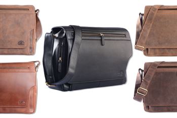 WILD WOODS® - Laptop Messenger Bag Leder große Umhängetasche mit 15,6 Zoll Notebook-Fach Aktentasche für Business Büro Uni Schule