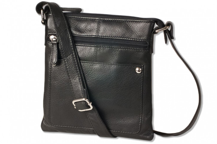 Platino - Luxus Damenhandtasche aus feinstem, weichem Rindsleder in Schwarz