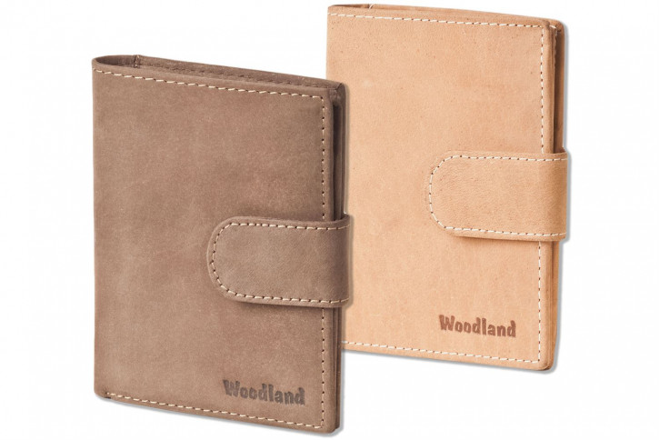 Woodland® Moderne Universal-Geldbörse mit Außenriegel aus weichem, naturbelassenem Büffelleder