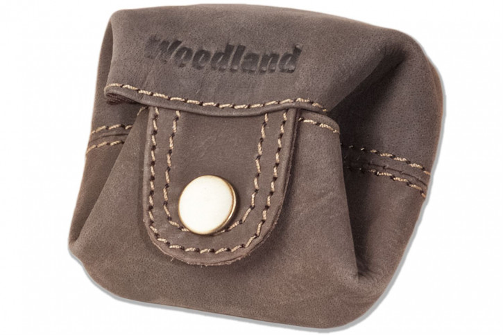 Woodland® Micro-Pocket für Münzen oder Kleinteile aus weichem, naturbelassenem Büffelleder in Dunkelbraun/Taupe