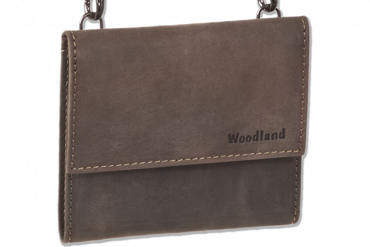 Woodland® Geldbörse/Brustbeutel aus weichem, naturbelassenem Büffelleder in Dunkelbraun/Taupe