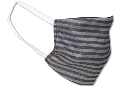Komfort-Alltagsmaske aus hochwertigem Material und mit besonders elastischen Gummischlaufen - Design: Streifen Hellgrau/Schwarz